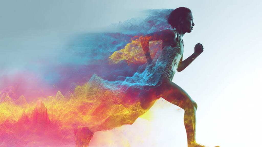 ランニング中に体内エネルギーが枯渇していく様子を表したイメージ