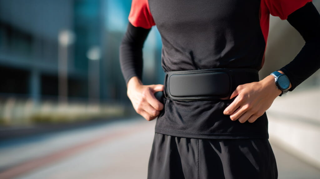 ランニング中にジェルを携帯するためのウエストポーチの使用例