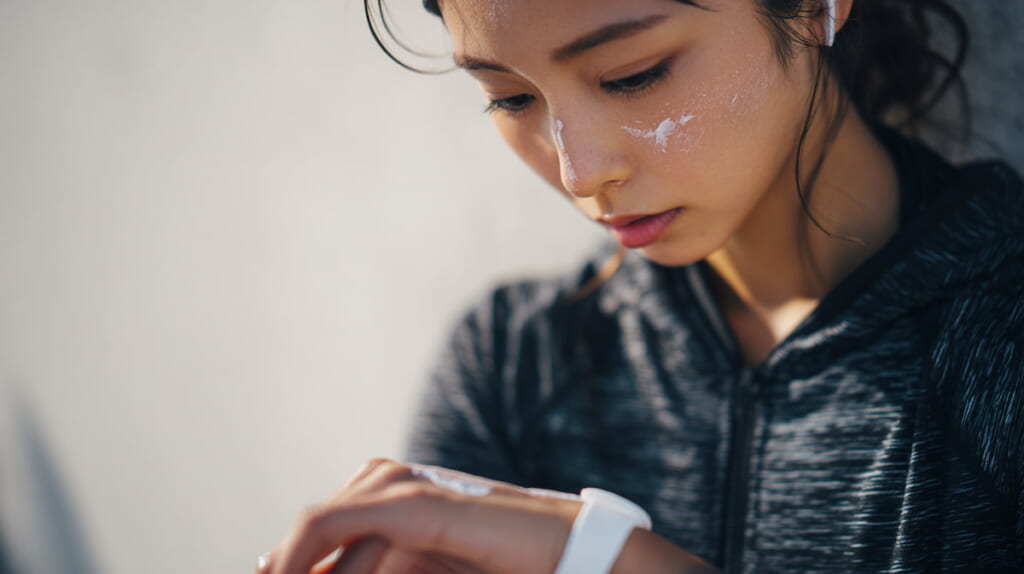 雨や寒さ対策としてワセリンや食事準備を行うランナーの様子