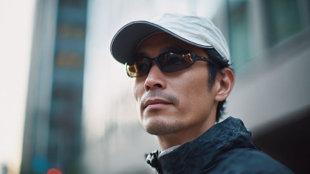 反射材を身につけて夜に走る男性ランナー