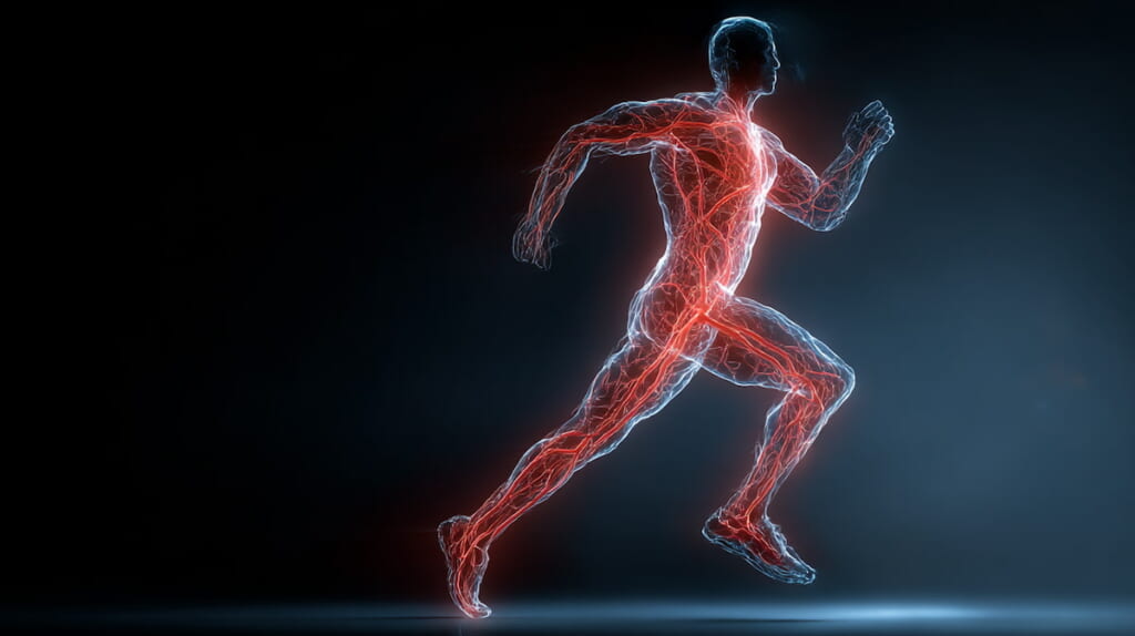 ランニング中の内臓虚血と再灌流をイメージしたビジュアル