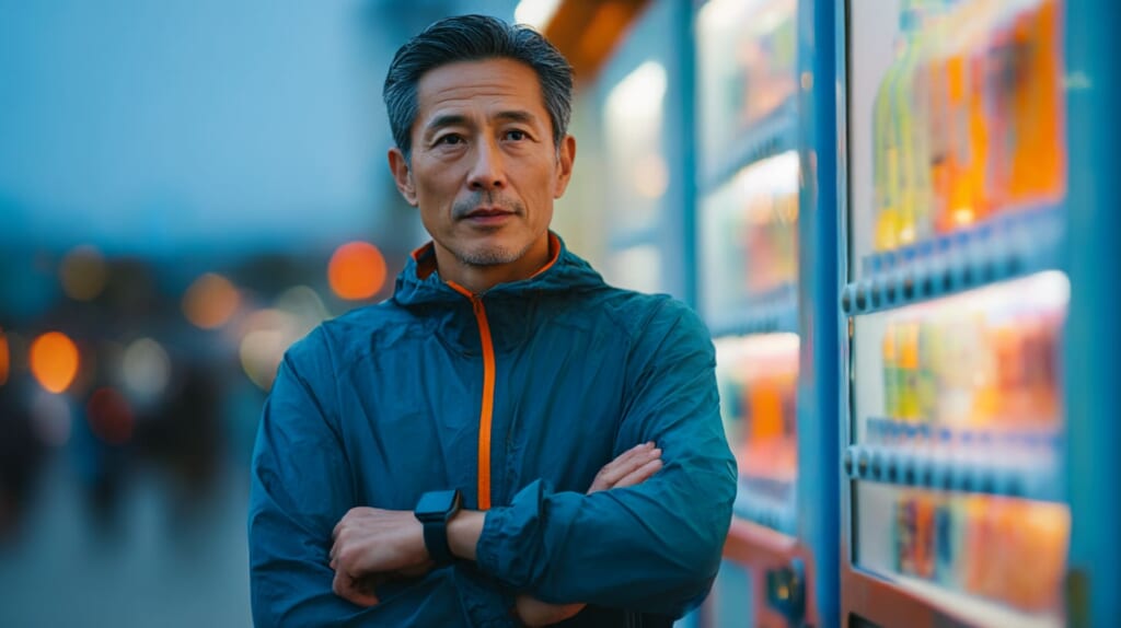 ラン後にスマートウォッチで決済する日本人ランナー