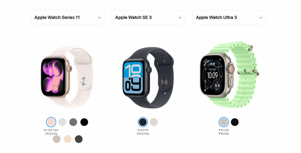 applewatchの比較画像