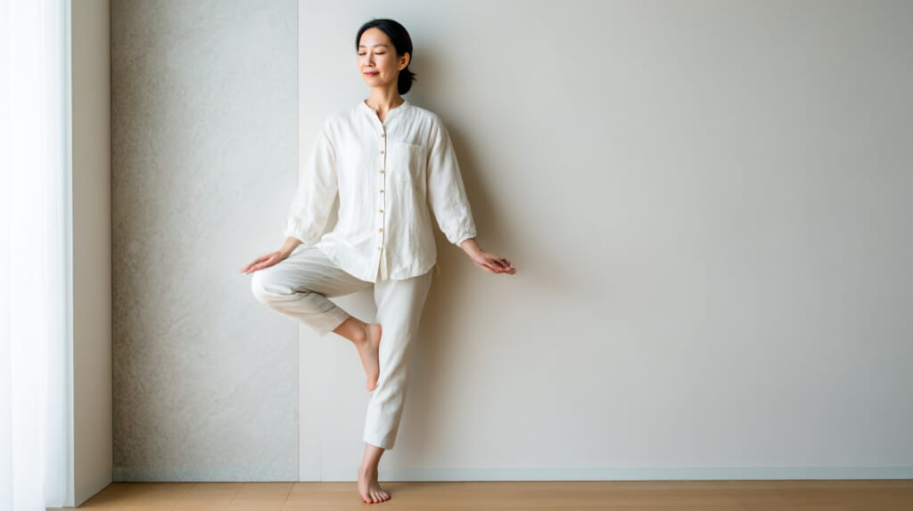 自宅で三半規管トレーニングを始める女性のイメージ